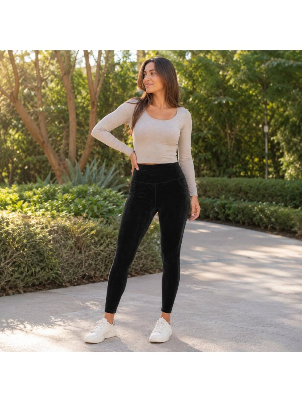 Athleta Black Elation Velvet Tight Leggings Womens
